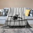 thumbnail image 2 of Pratyus Penguin Print Flannel Throw Blanket for All Seasons, Lightweight Anti-Wrinkle Bed Blanket 60x80in, 2 of 6