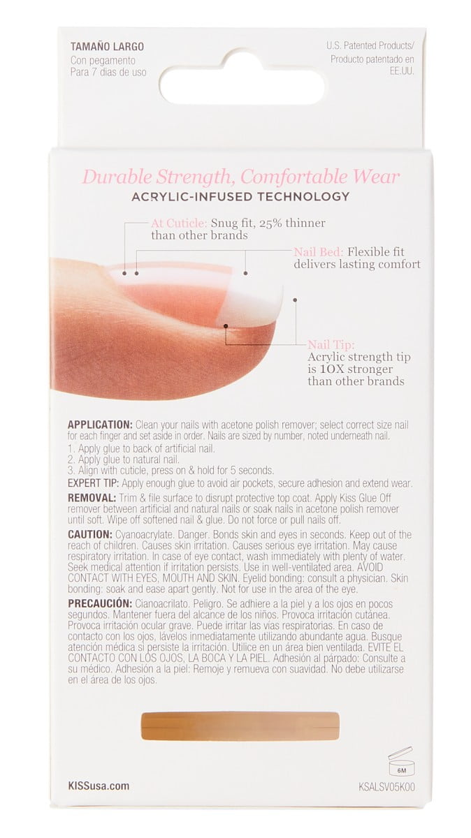Kiss Salon Acrylic French 28 Count Long Length Nude (Pack of 3)