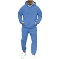 thumbnail image 2 of Men's Fall/Winter Hooded Sports Set, for Casual Training and Cold Weather Activities,Light Blue,XL, 2 of 7