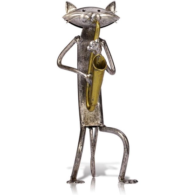 Escultura de metal de gato con figura de guitarra, regalos para Acción de Gracias, Navidad, manualidades y decoración del hogar, estilo 1