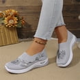 thumbnail image 4 of Orthopedic Shoes for Women Mesh Breathable Slip on Flats Butterfly Embroidered Sneakers Round Toe Arch Support Flats Summer Casual Comfortable Walking Shoes Gray 38, 4 of 5