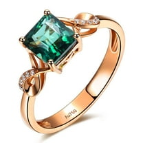 Unique 1.25 Carat Green Emerald 7x5mm Emerald Cut And Moissanite Diamond Infinity Engagement Ring in 10k Yellow Gold