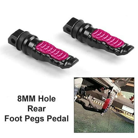 Red Universal 8mm Hole Aluminum Motorcycle Rear Passenger Foot Pegs Footrests
