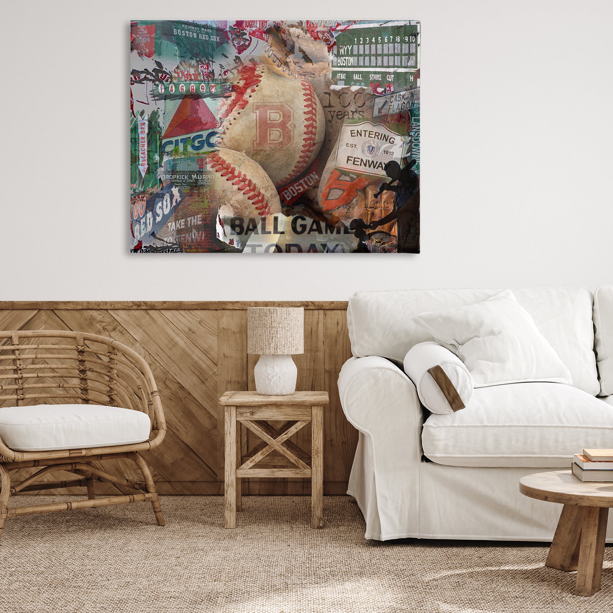Stupell Industries Entering Fenway Baseball Collage Sports Painting Wrapped Canvas Art Print Wall Art, 48 x 36