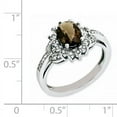 thumbnail image 2 of Sterling Silver Rhodium Diamond & Oval Checker-Cut Smoky Quartz Ring, 2 of 2