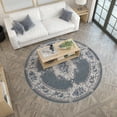 thumbnail image 7 of Hampton Traditional 8' Round Gray and Cream Polypropylene Indoor Area Rug, 7 of 7