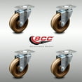 thumbnail image 2 of 4 Inch SS High Temp Phenolic Wheel Swivel Top Plate Caster Set Service Caster, 2 of 2