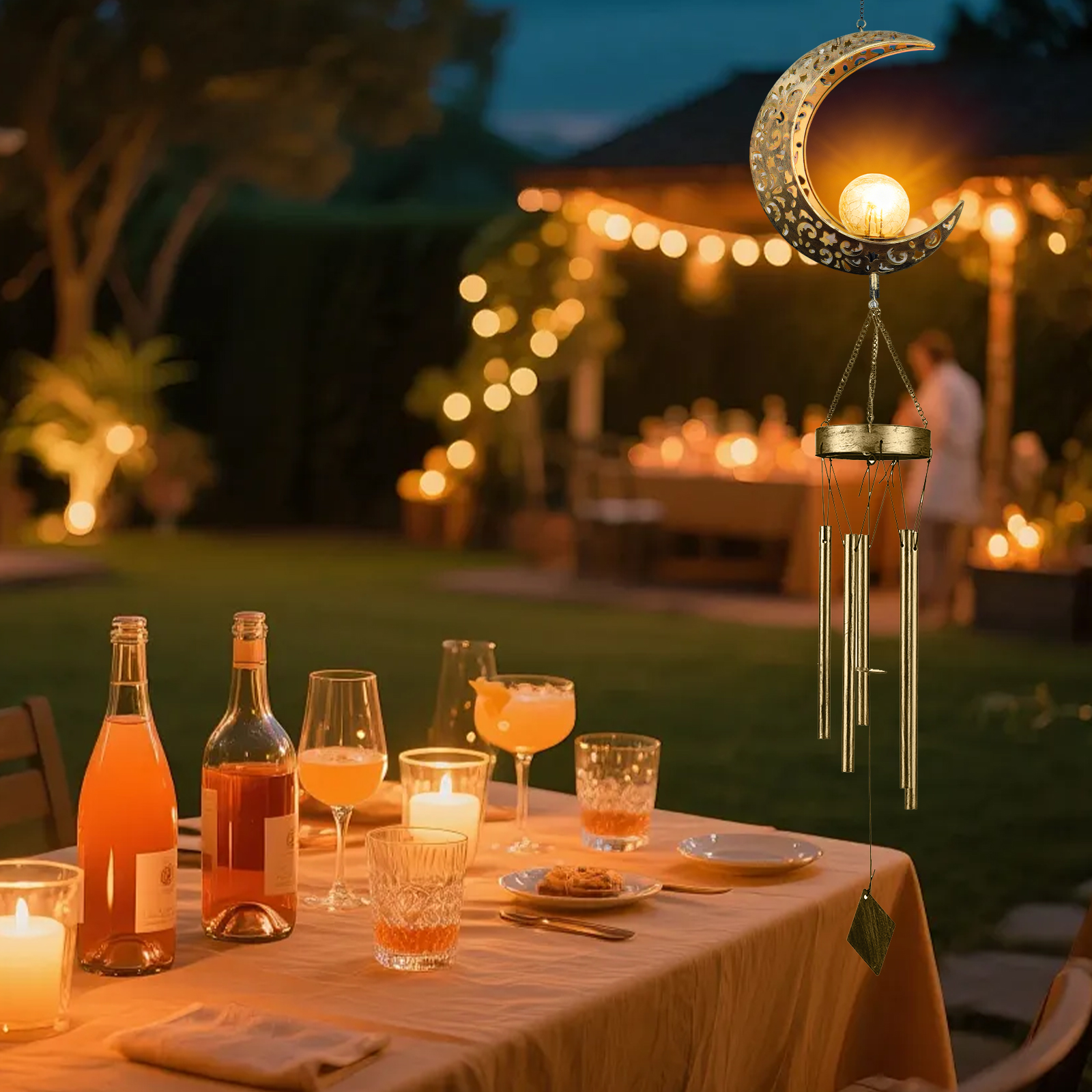 DAYBETTER Moon Solar Wind Chimes Warm White Light photo 3