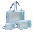 thumbnail image 4 of Lazer Makeup Travel Pouch, Cosmetic Bag, Travel kit Pouch for Toiletries, Brushes and Cosmetics - Set of 3 - Washbag Pouch - Blue, 4 of 9