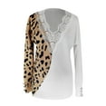thumbnail image 3 of JINMGG V Neck Sweaters for Women Fall Winter Clearance,Fashion Women's Leopard Lace Print Sweater Plaid Long Sleeves Blouse Tops, 3 of 8