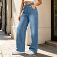 thumbnail image 4 of QQZ Wide Leg Loose Jeans For Women, Drawstring Elastic High Waist Denim Pants, Large Patch Pockets Full‑Length Trendy Jeans For Home Office Travel Daily Casual Wear, 4 of 6