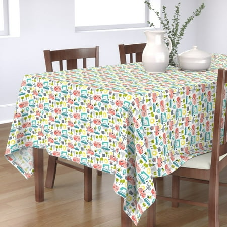 Tablecloth Camping Vacation Summer Camper Retro Caravan Travel Cotton (Best Small Travel Campers)