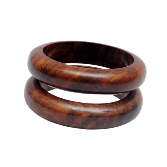 Pure Hands Handmade Wooden Bangles Bracelets Set of 2 – Spunky Tropicalia, Sisoo Wood with Satin Wax Finish,Eco-Friendly Bohemian Minimalist Jewelry for Women