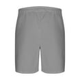 thumbnail image 4 of Summer Mens Shorts Workout Gym Lace-up Elastic Waist Pocket Exercise Fitness Home Half Shorts Pants Lightweight Mens Linen Shorts Gray 4XL, 4 of 5