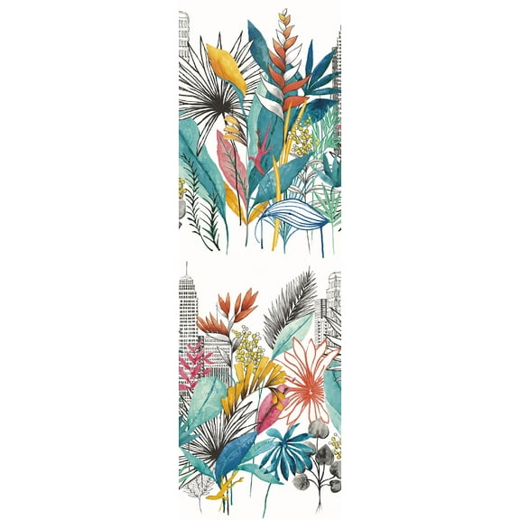 ohpopsi Sierra Blue Urban Tropic Wallpaper, 19.7-in by 33-ft, 54.18 sq. ft.