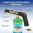 thumbnail image 3 of Flame King Grill Gun Propane Torch, Chef's Kitchen Torch, Sous Vide Cooking, Searing Meat, 3 of 9