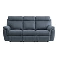 thumbnail image 2 of Cliff 85 Inch Manual Reclining Sofa- Blue Microfiber- Solid Wood- Metal, 2 of 6