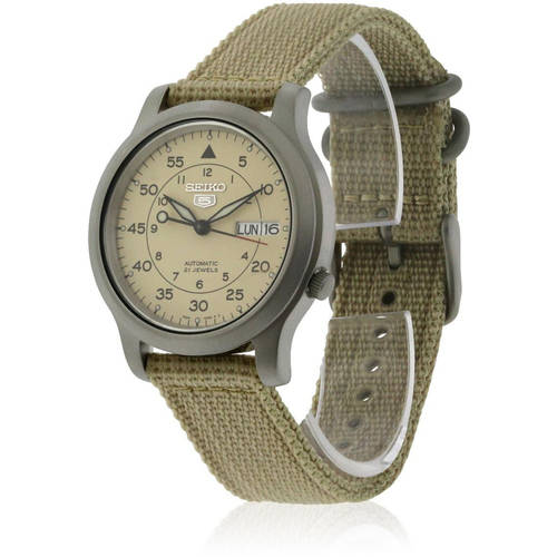 gammelklog I nåde af eksplodere Seiko Men's 5 Beige Canvas Automatic Watch, SNK803 - Walmart.com