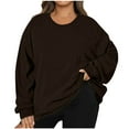 thumbnail image 1 of Pisexur Chandails en Molleton à Capuche Oversize pour Femmes Couleur Unie Col Rond Confortables Décontractés Automne Hiver Manches Longues S-2TG, 1 of 6