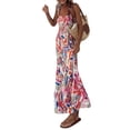 thumbnail image 1 of Vestido de verano UOFOCO con diseños pintados de colores y tirantes finos, 1 of 6