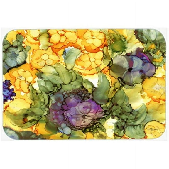 Abstract Flowers Purple & Yellow Mouse Pad, Hot Pad or Trivet
