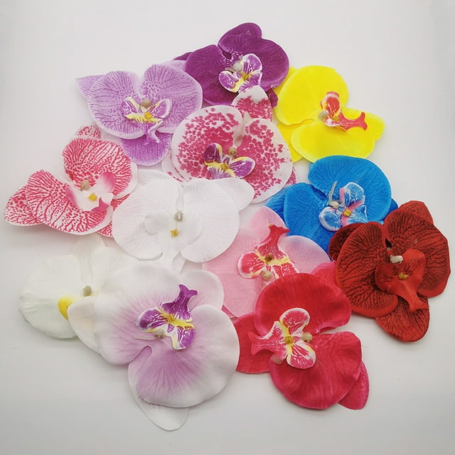 mmirethe 50pcs Silk Wide Range Of Artificial Orchids For Various D茅cor Settings Easy To Clean Low Maintenance rose red 1Set