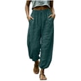 thumbnail image 2 of Pounoo Women's Pants Elastic Drawstring Waist Balloon Leg with Pockets Lightweight Casual Trousers for Summer and Vacation Wear Gift, 2 of 6