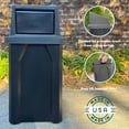 thumbnail image 3 of Sturdy Essentials 32 Gallon Square 100% Recycled Plastic Heavy Duty Outdoor Trash Can with Push Lid - Green, 3 of 8