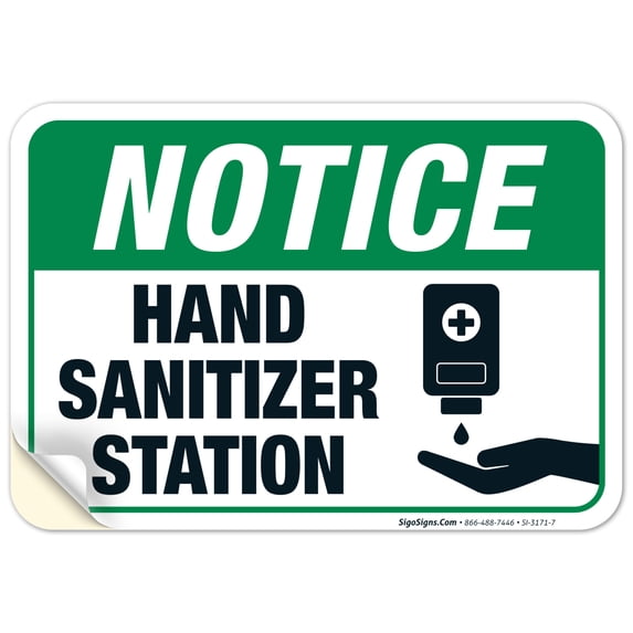Hand Sanitizer Station Sign, 10x7 Vinyl Sticker