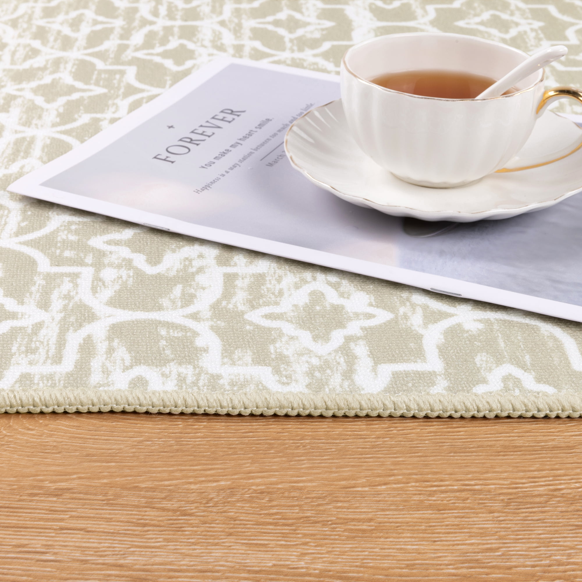 MeyJey Beige Kitchen Rug Set 3 Piece, Non Slip Machine Washable Mats for Home Floor and Living Room
