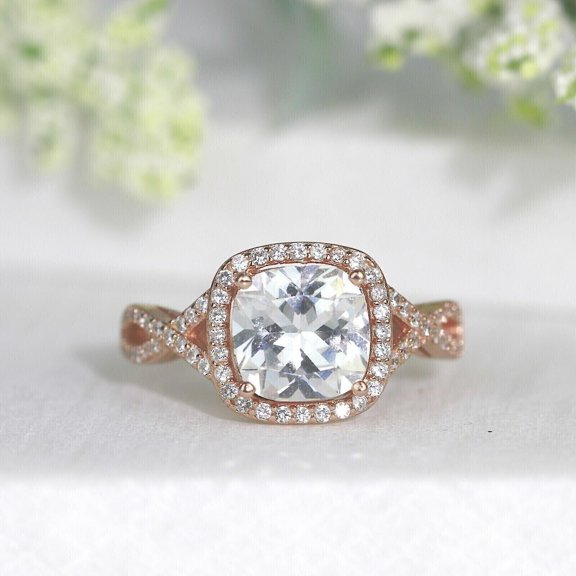 Forever Jewels 1.50Ct Cushion Cut Moissanite Women Infinity Engagement 14K Rose Gold Plated