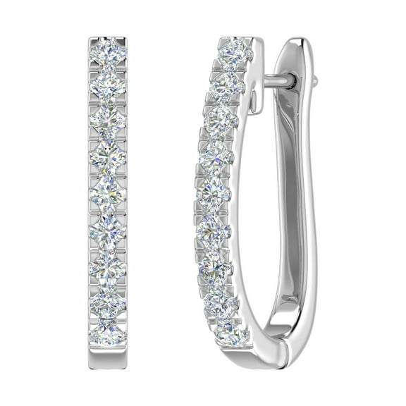 3/4 Carat Diamond Hoop Earrings in 14K White Gold