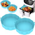 thumbnail image 1 of 2 ollas de silicona para freidora de aire con asa, forro de freidora de aire reutilizable, resistente al calor, cesta de silicona para freidora de aire, bandeja redonda para hornear, accesorios para f, 1 of 11