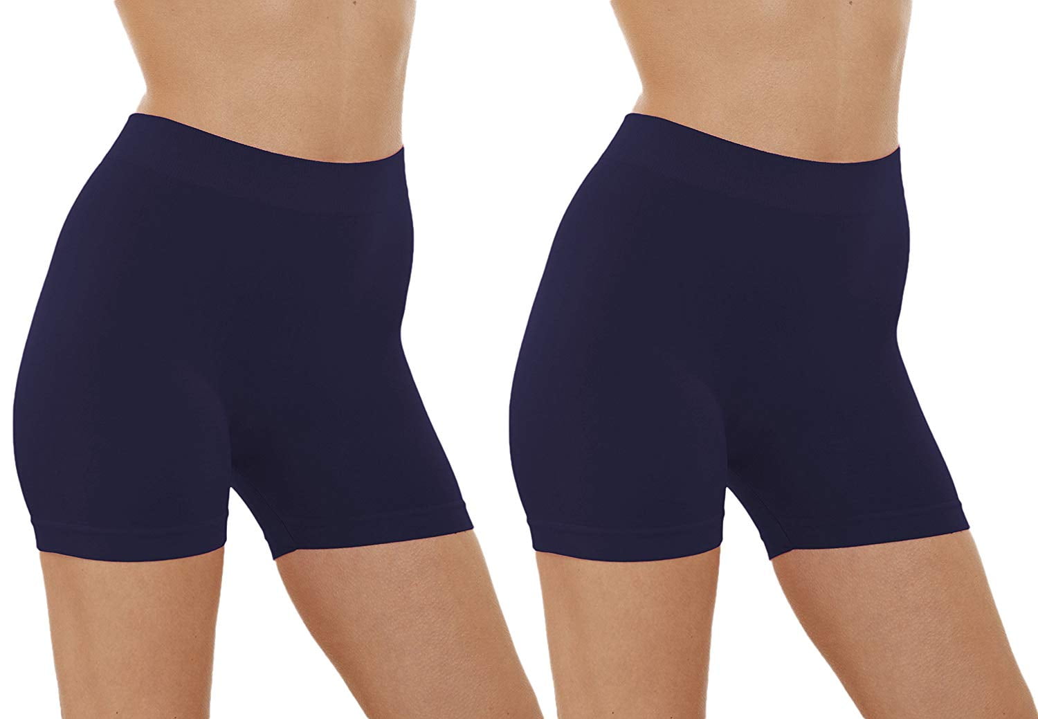 2 Pack Women's Seamless Stretch Yoga Exercise Shorts (Navy)