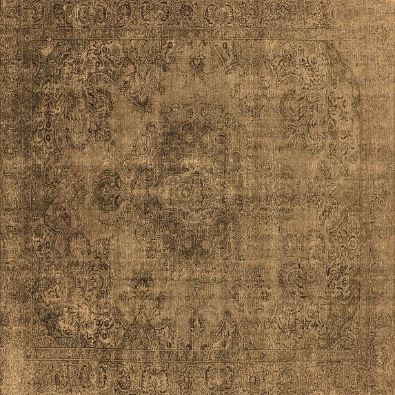 Ahgly Company Indoor Square Oriental Brown Industrial Area Rugs, 7' Square