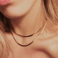 thumbnail image 3 of Turandoss Dainty Thick Snake Choker Necklace 14K Gold Plated Paperclip Flat Herringbone Snake Chain Choker Chain for Women 4mm Snake Chain Jewelry Mothers Day Birthday Gifts, 3 of 6