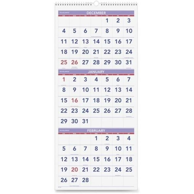 Calendrier Mural Vertical 12 x 27 Po. 3 Mois