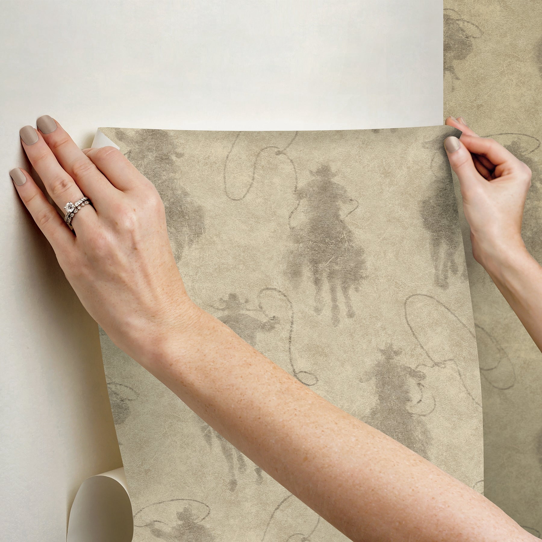 Yellowstone Stockman Silhouette Beige Peel & Stick Wallpaper
