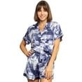 thumbnail image 5 of Belles Design Womens Tie Dye Short Sleeve Satin Silk Pajama Set Button Down 2 pieces Loungewear Sleepwear, 5 of 8