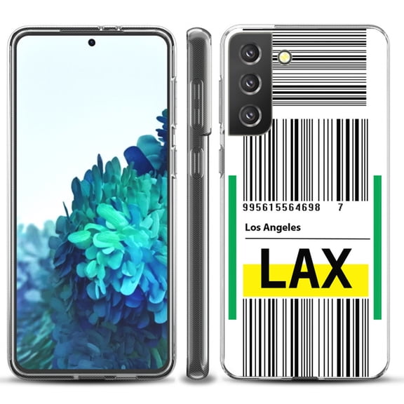 Slim-Fit TPU Protective Phone Case compatible with Samsung Galaxy S21  5G / S21 PLUS 5G, by OneToughShield ® - Airport Tag / Los Angeles