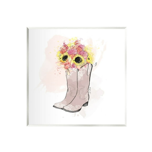 Stupell Industries Sunflower Bouquet Cowboy Boots Graphic Art Unframed Art Print Wall Art, Design by Alison Petrie