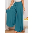 thumbnail image 4 of Solid Color Shirred High Waist Wide Leg Palazzo Pants for Women Teal X-Large, 4 of 5
