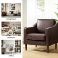 thumbnail image 5 of Upholstered Accent Chair Faux Leather Armchair Set of 2 Removable Cushion Lounge Sofa Nailhead Trims Solid Wood Legs Living Room Brown, 5 of 7
