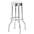thumbnail image 4 of Benjara Loy 3 Piece Retro Bar Table Set- Round White Top- 2 Stools- Chrome, 4 of 7
