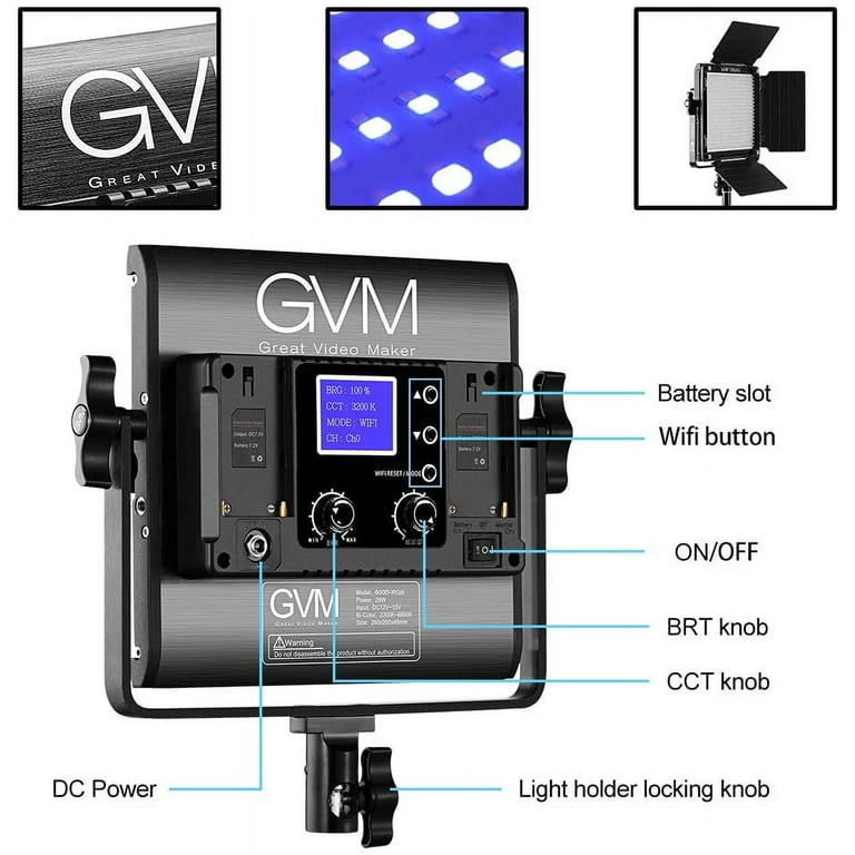 GVM 800D-RGB LED Light Panel (2-Light Kit) for Photography & Video