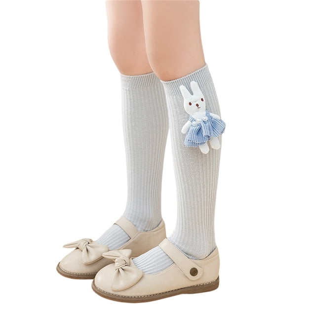 xiaxaixu Kids Girl’s Knee-high Socks, Cute Rabbit Elastic Lightweight Socks for Daily Party