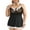 Black, variant on Women Lace Trim Mesh Lingerie Dress Soft Breathable Sheer Mesh Solid Color Summer Sleepwear Spaghetti Strap V Neck Loose Flowy Home Date Night Plus Size Nightgown