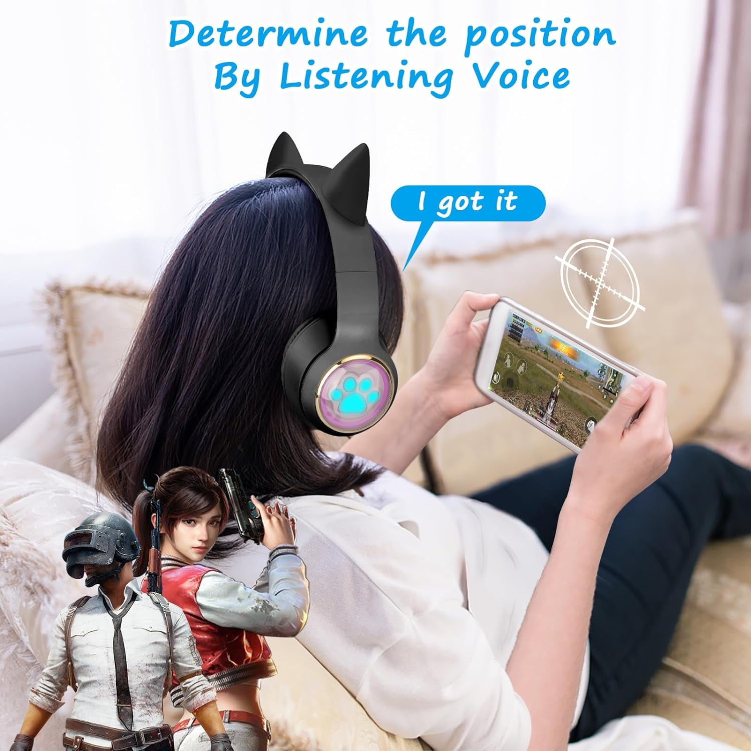 QearFun Cat Headphones for Girls Kids for School, Kids Bluetooth Headphones with Microphone & 3.5mm Jack, Teens Toddlers Wireless Headphones with Adjustable Headband for Tablet/PC Black