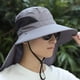 thumbnail image 1 of Sombrero para el sol para hombre, de color sólido, protector solar, gorro tipo chal, cuello, transpirable, a prueba de rayos UV, a prueba de insectos, para exteriores, montañismo, pesca, 1 of 4