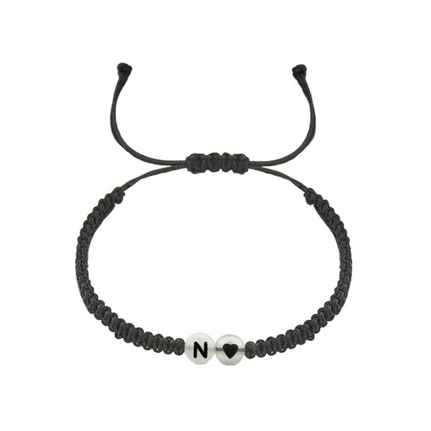 26 Letras Hecho a mano trenzado pulsera de la pareja Letra Ronda trenzado pulsera luminosa Letra pulsera trenzada Longitud pulsera ajustable para niños y niñas